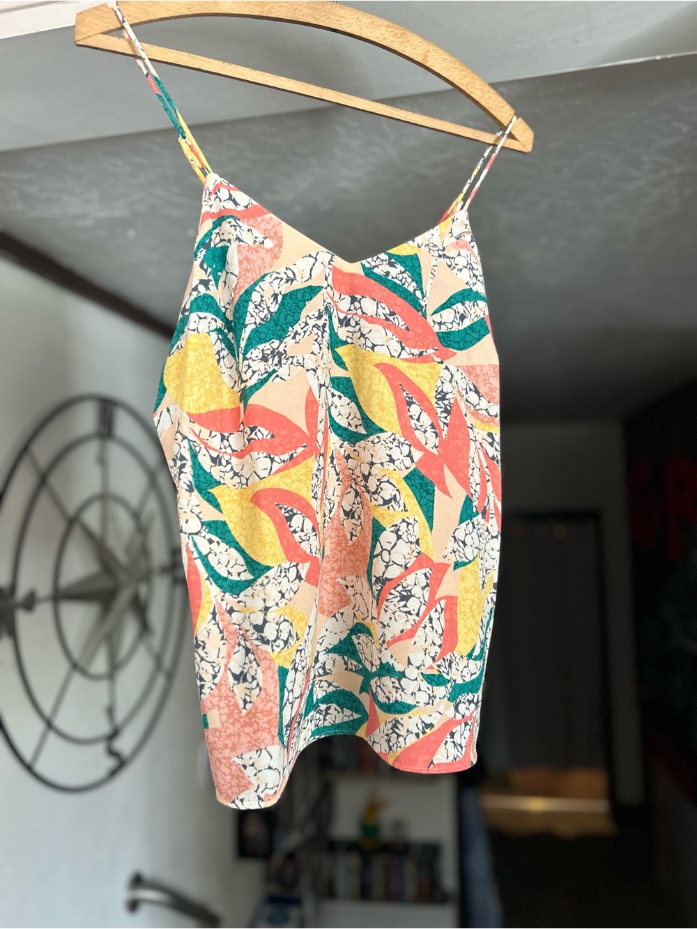 Nine West Coral, Teal & Yellow Tropical Print Cami